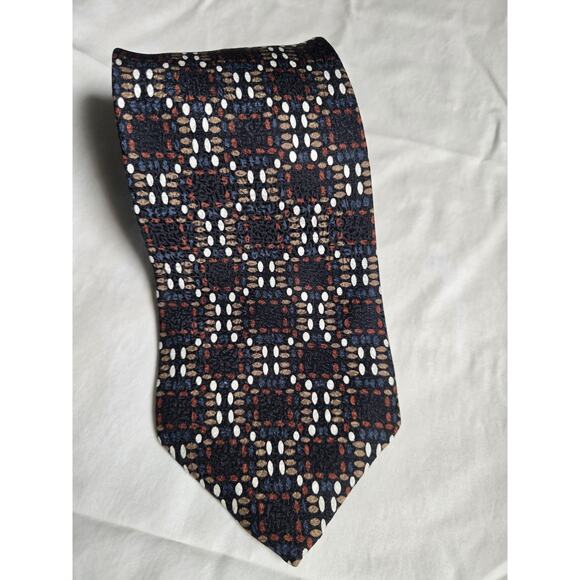 Jhane Barnes Tie Men's Geometric 100% Silk Necktie Handmade In Japan 58x4" - Picture 2 of 6